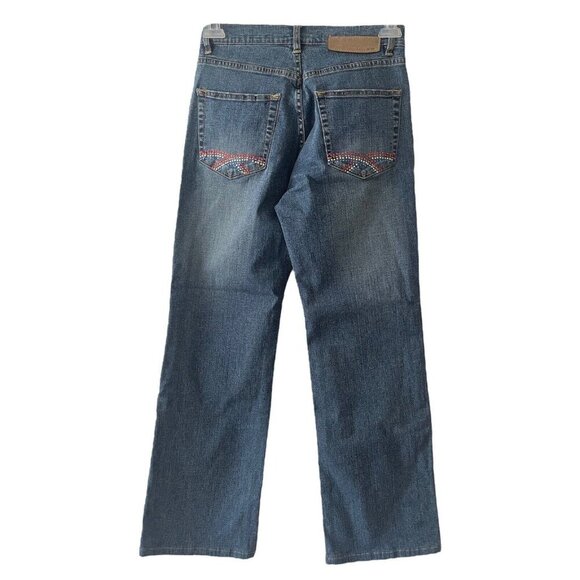 Y2K Christopher Blue Cowgirl Glam‎ Rhinestone Denim Jeans Mid-Rise Straight Leg - Picture 3 of 13